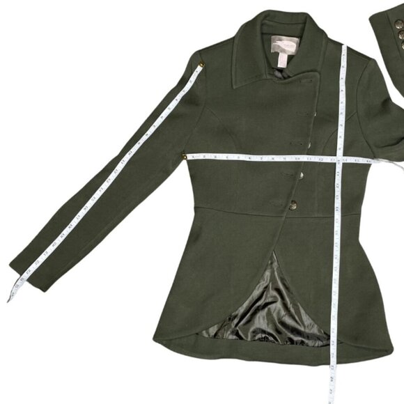 Forever 21 Army Military Green Asymmetrical Lined Jacket Blazer Coat Size Small - Picture 6 of 9